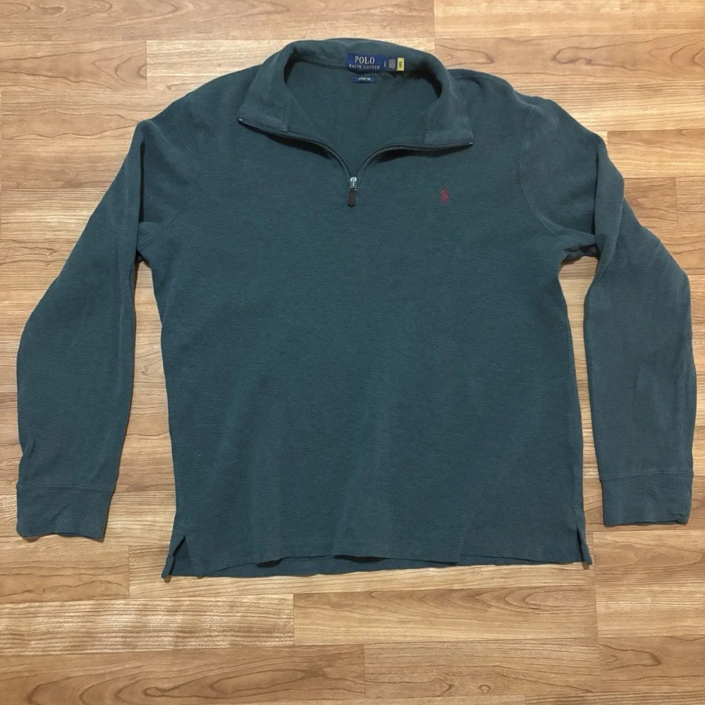 Polo‎ Ralph Lauren Men's Estate-Rib Quarter-Zip Pullover Green Large